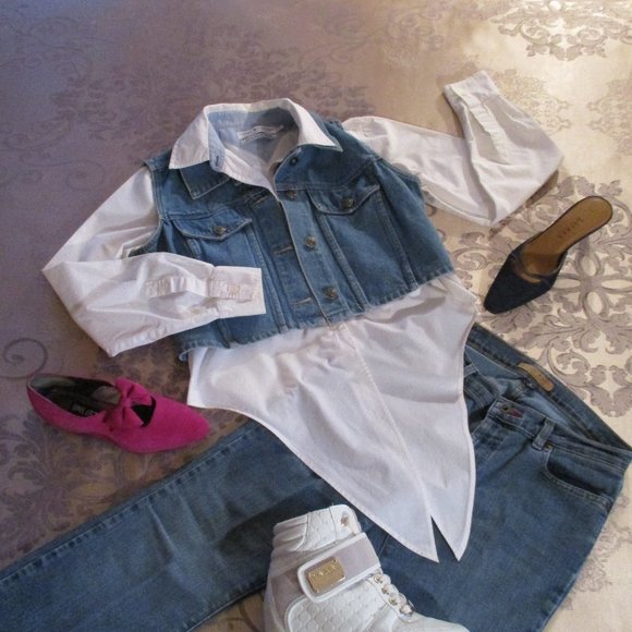 TOMMY HILFIGER JEANS WHITE WAIST TIE TOP - Picture 8 of 16